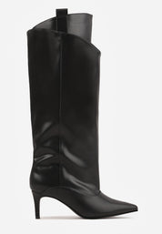 Black high-heeled boots