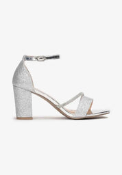 Silver sandale na blok petu