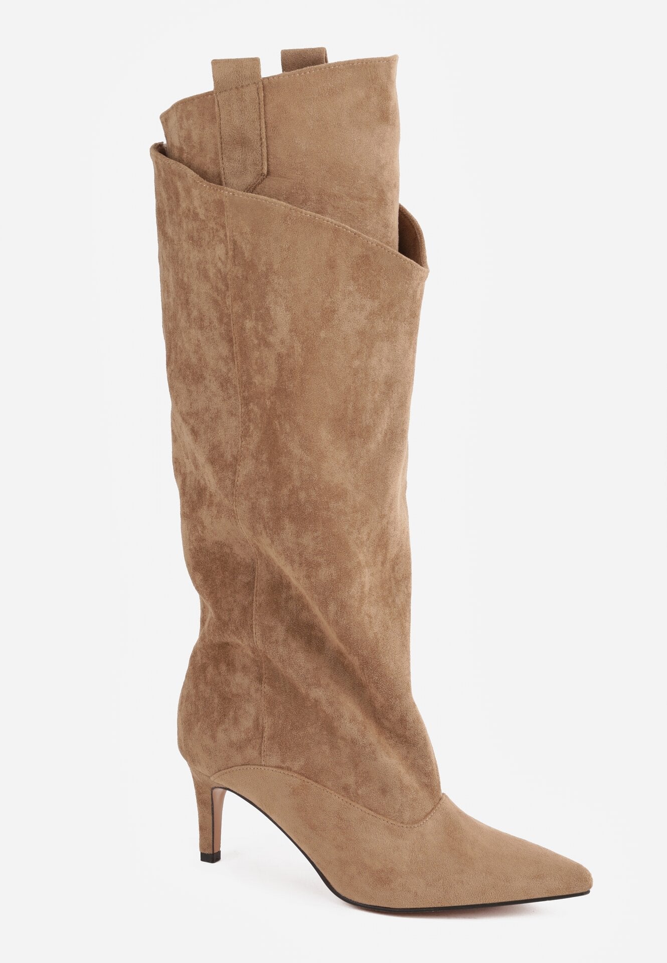 Khaki high-heeled boots
