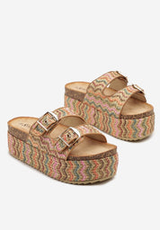 Khaki flat platform slides