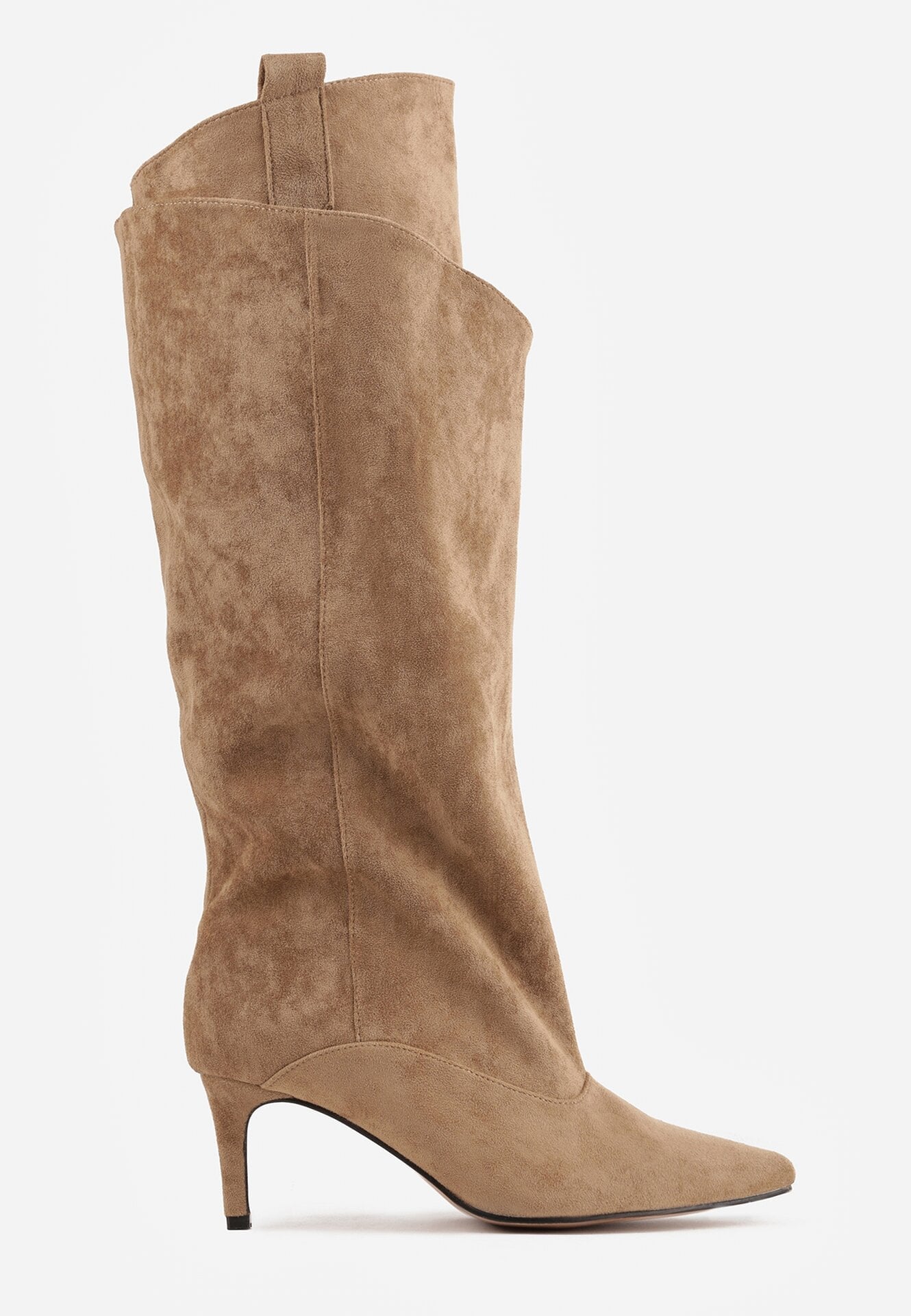 Khaki high-heeled boots