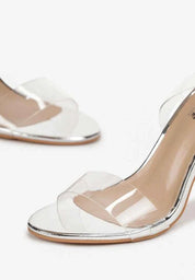 Silver prozirne sandale na blok petu