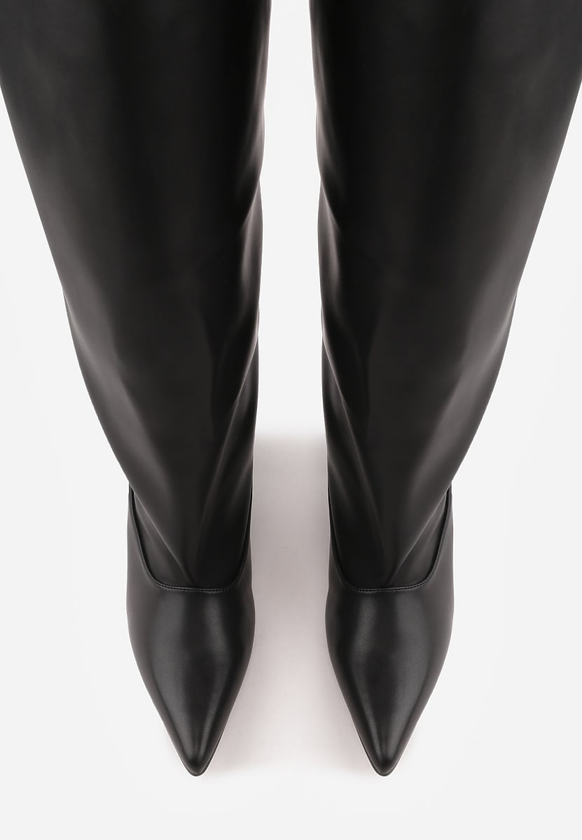 Black high-heeled boots