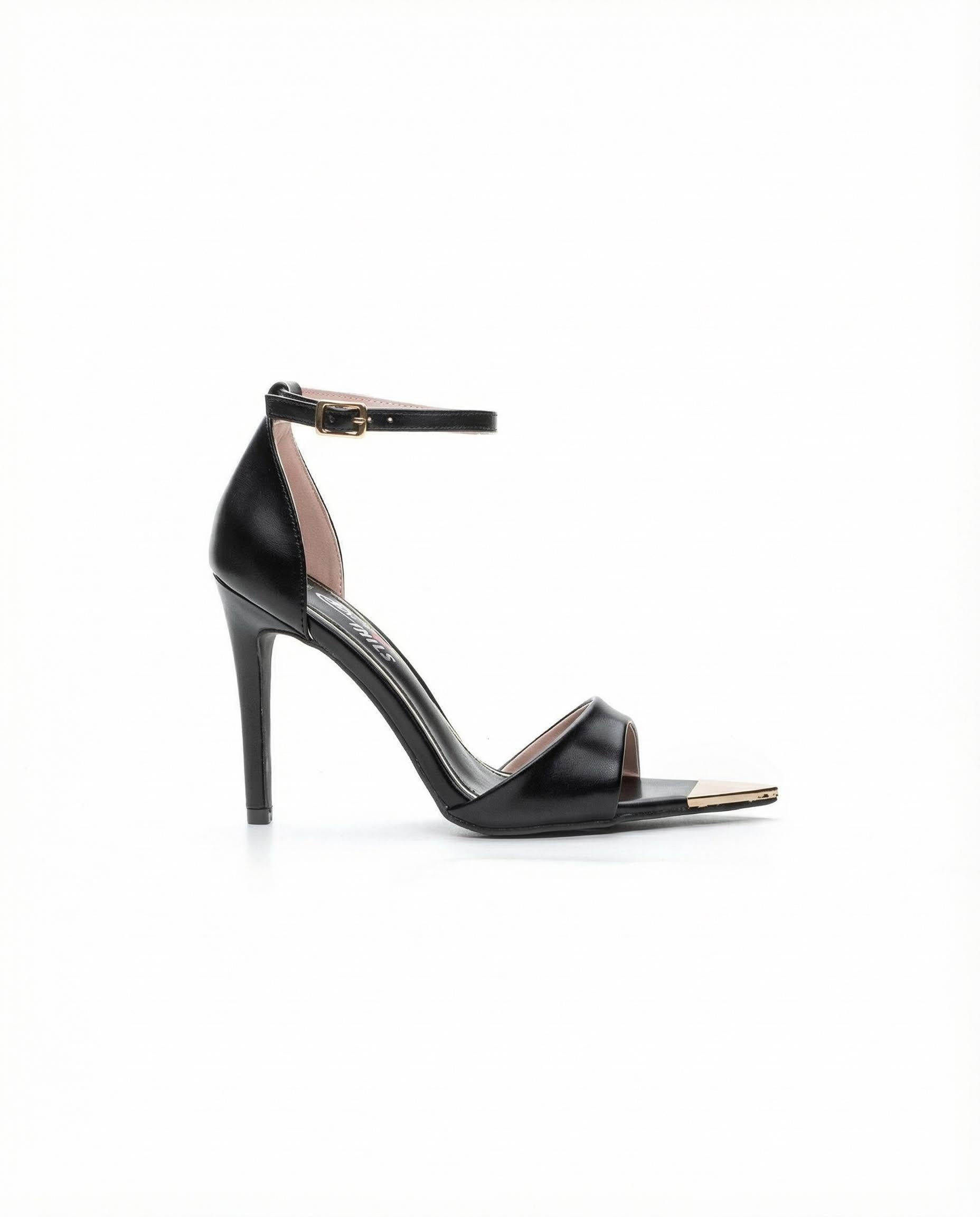 Black thin-heeled sandals