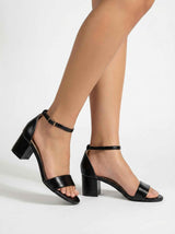 Black block-heel pumps