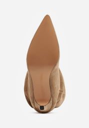 Khaki high-heeled boots