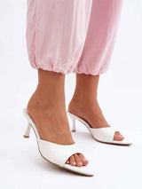 White thin-heeled sandals