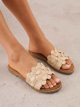 Beige flat slides