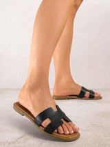 Black flat slides