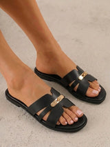 Black flat slides