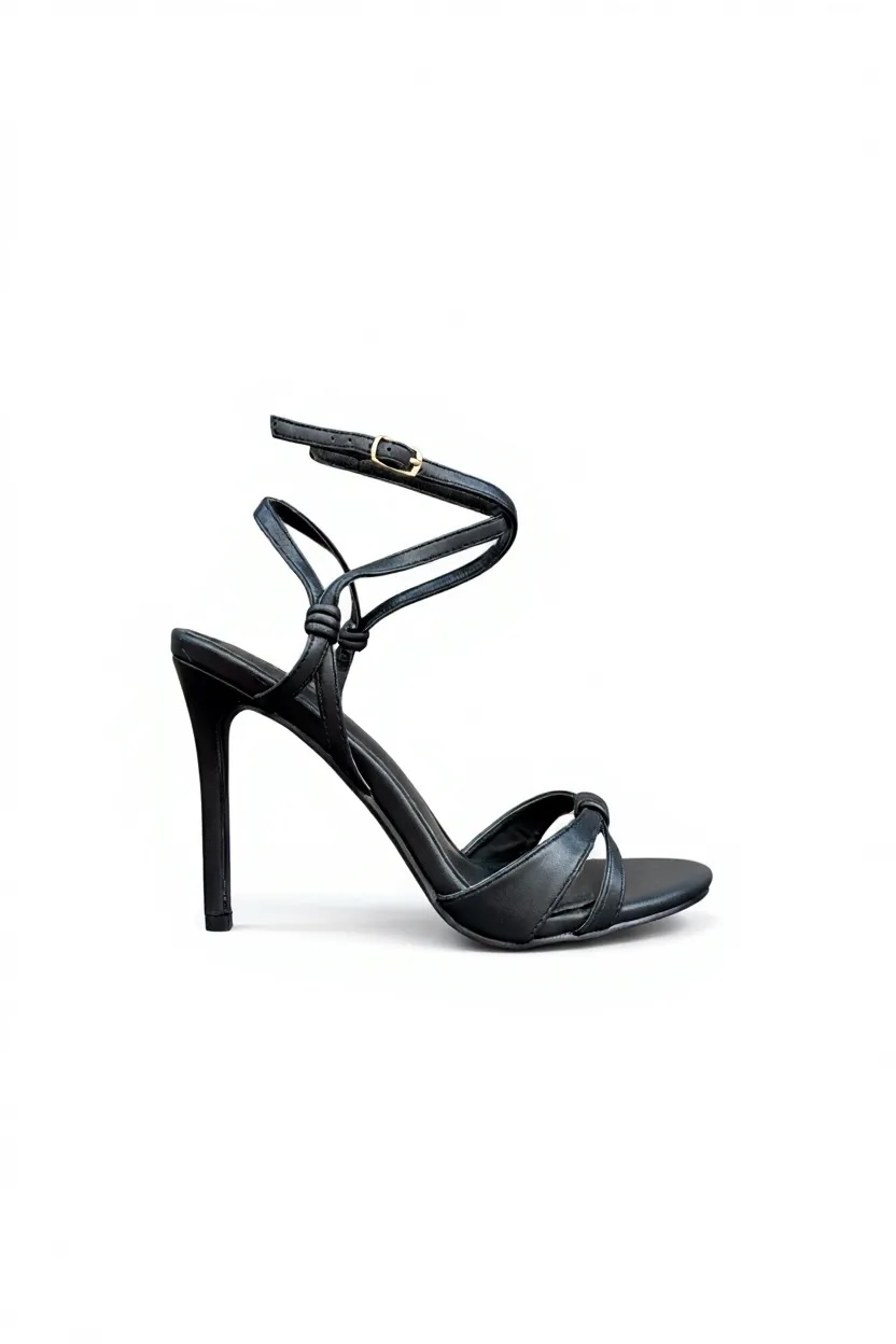 Black sandals with thin heels