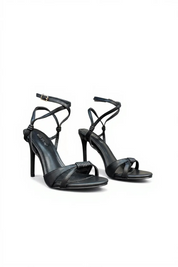 Black sandals with thin heels