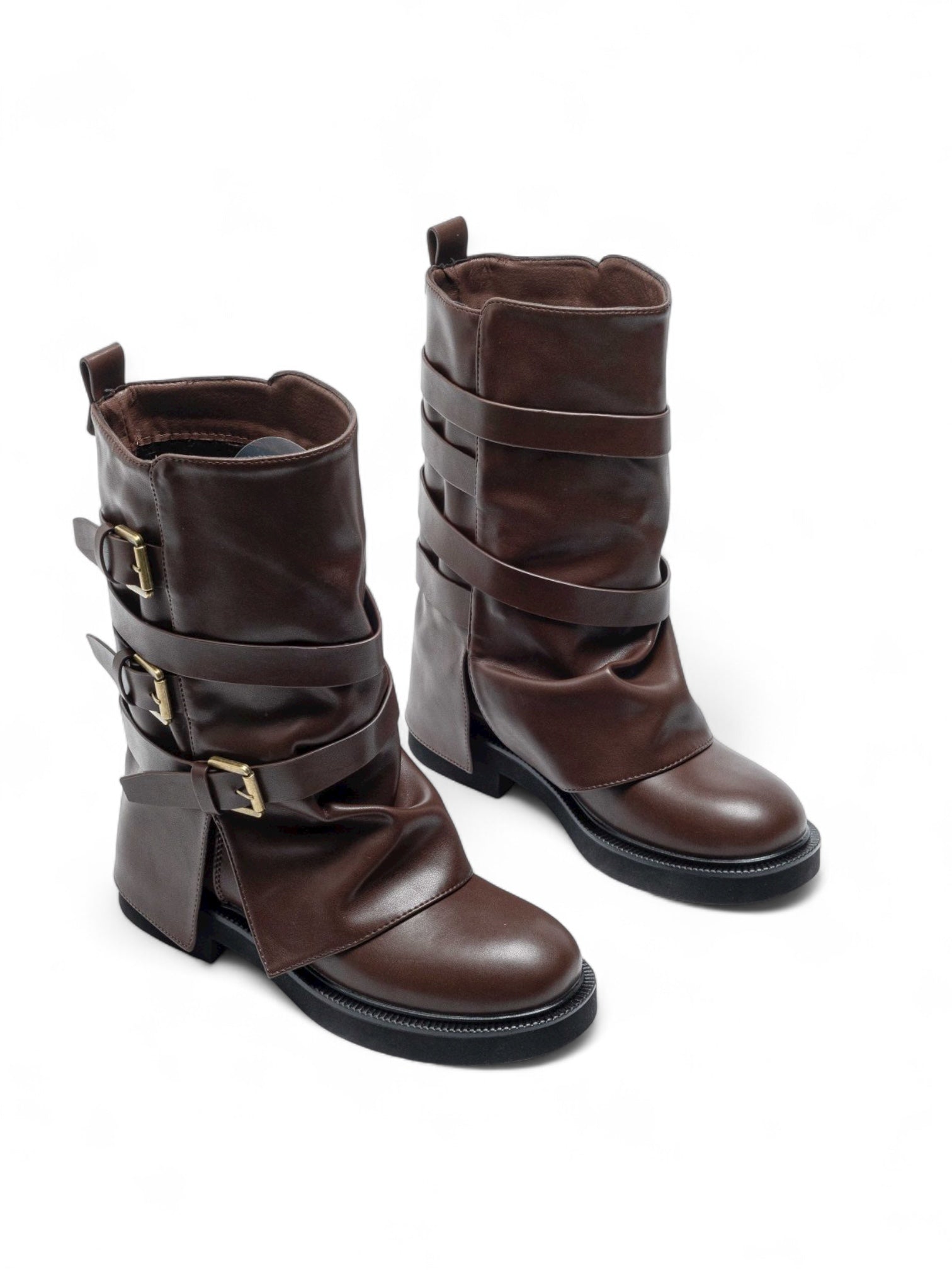 Brown biker boots