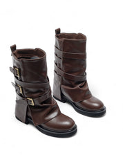 Brown biker boots