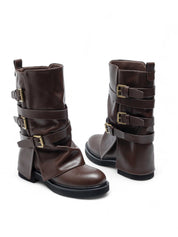 Brown biker boots