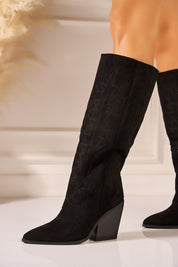 Black cowgirl boots with block heels