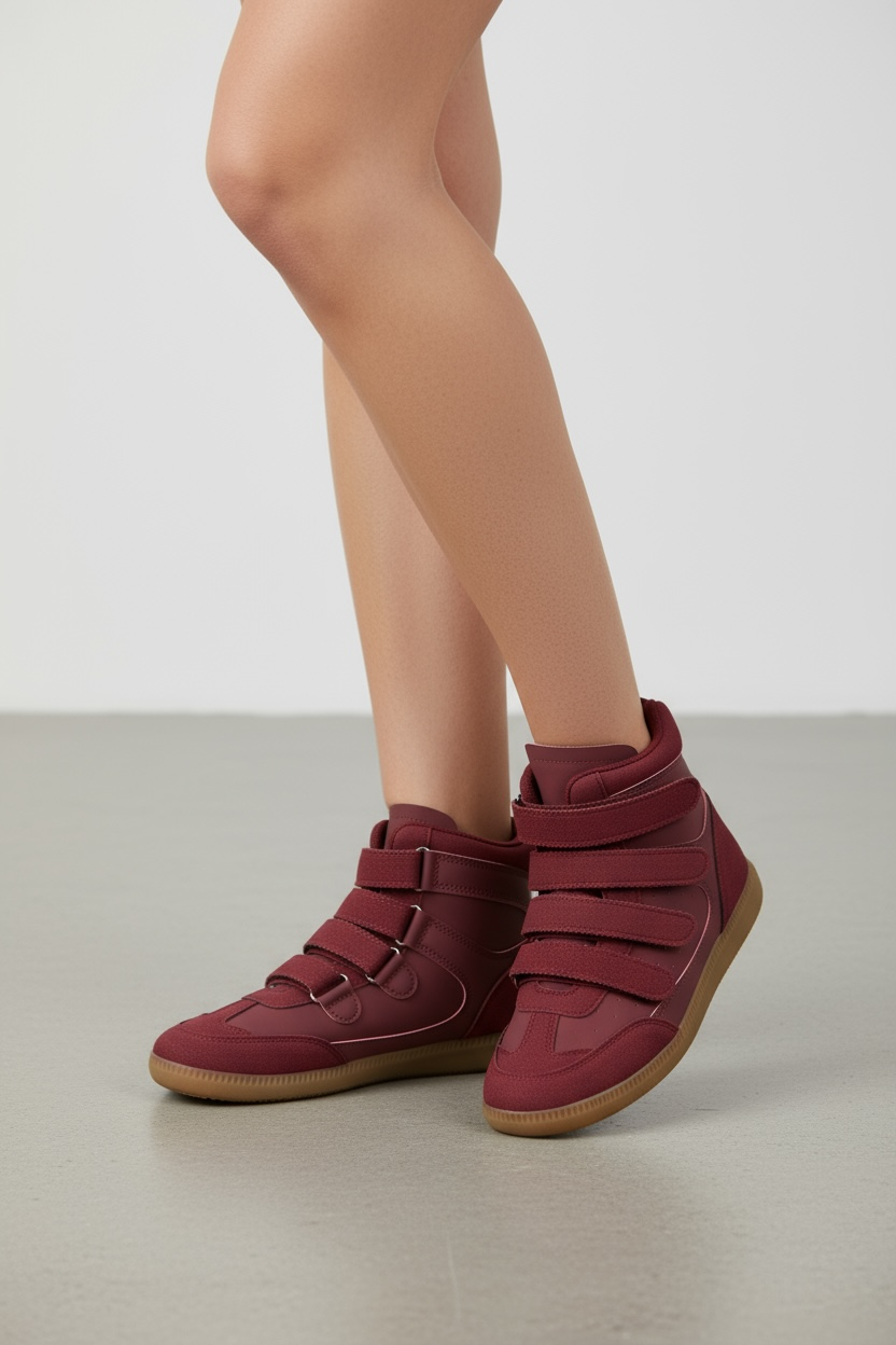 Burgundy sneakers with Velcro