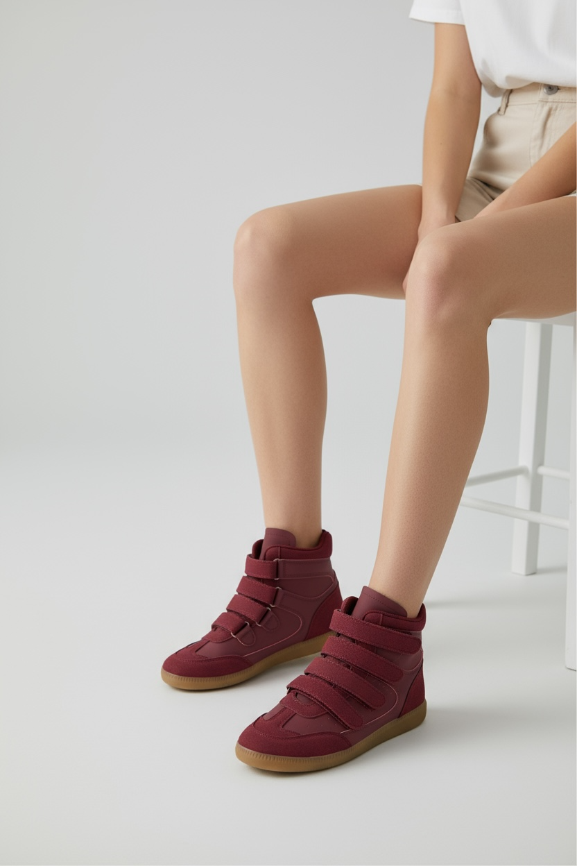 Burgundy sneakers with Velcro