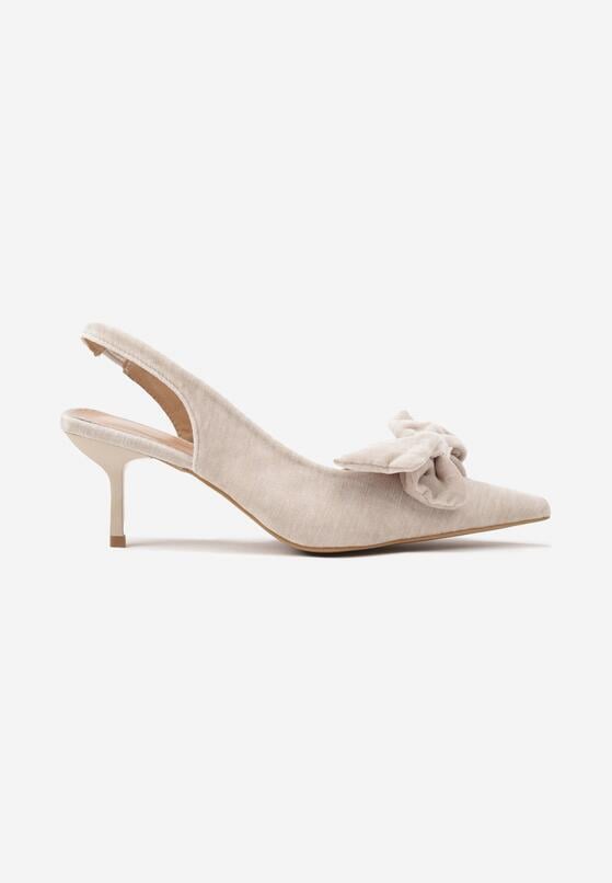 Beige heels on a thin heel