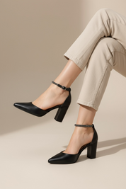Black block heel sandals