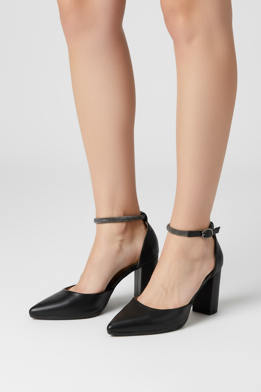 Black block heel sandals