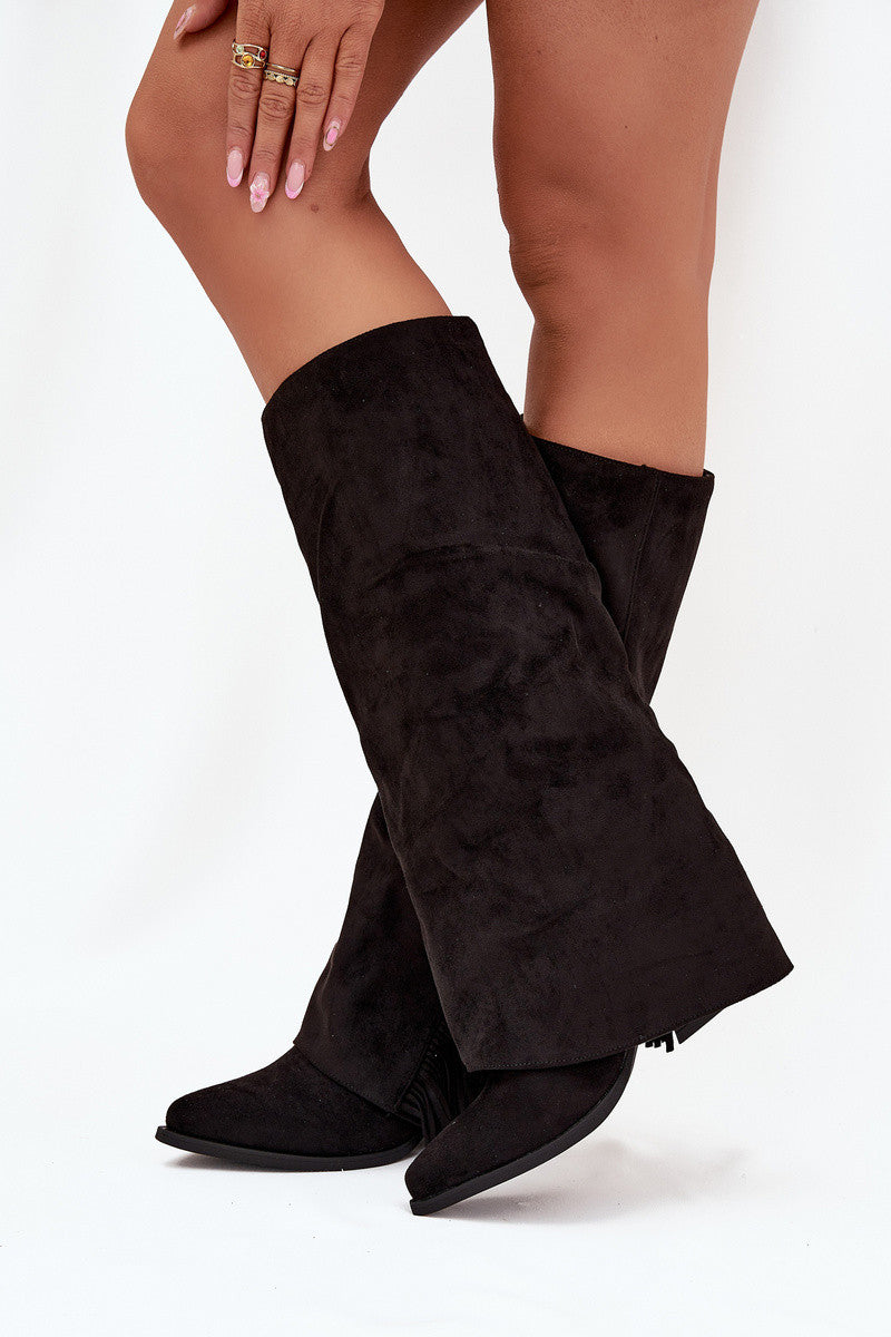 Black cowboy boots with tassels 
