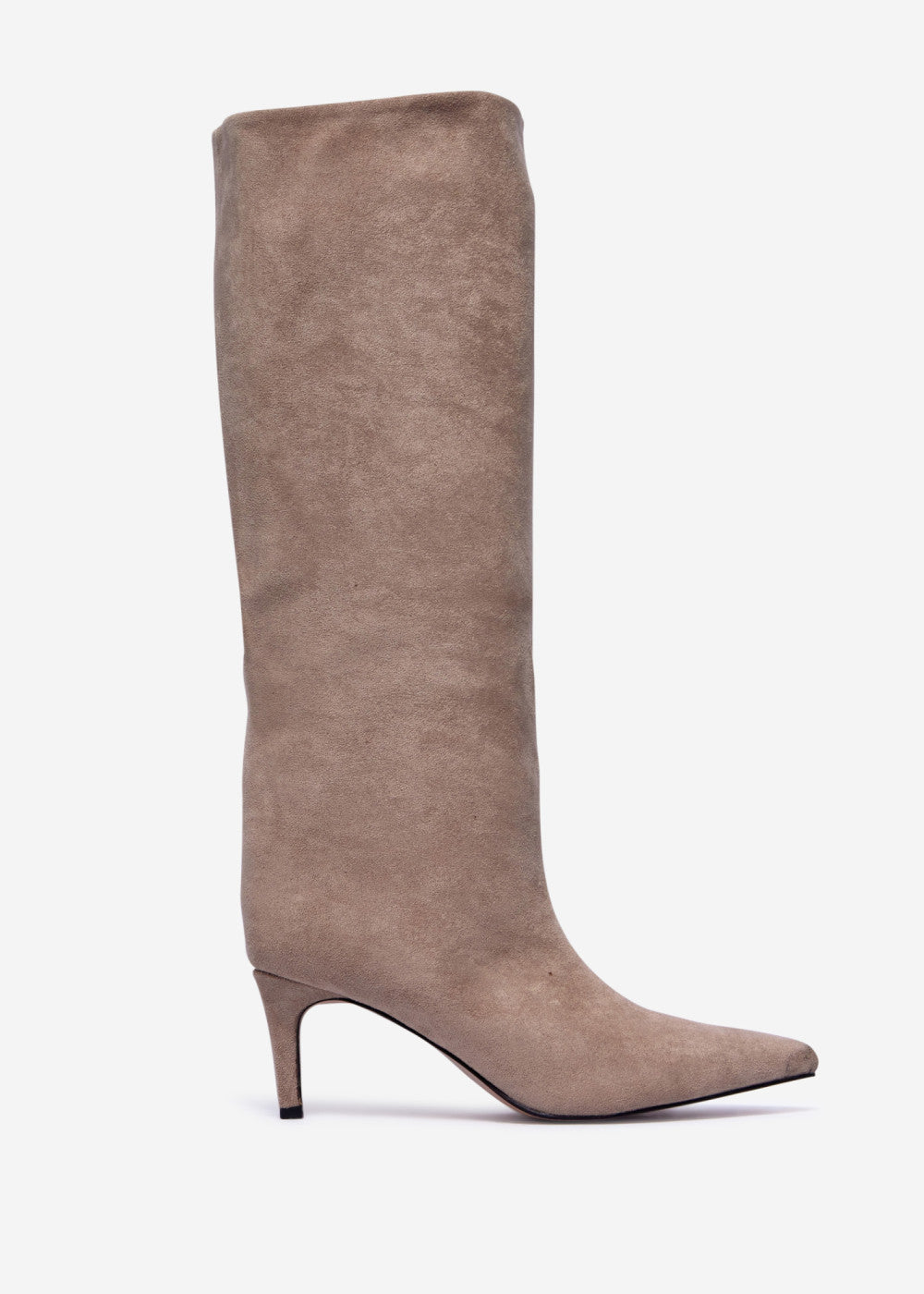 Khaki boots with a thin heel