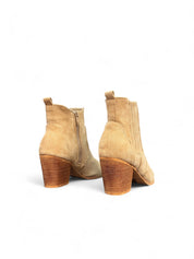 Khaki block heel ankle boots