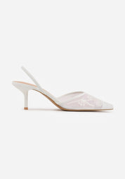 White stiletto heels