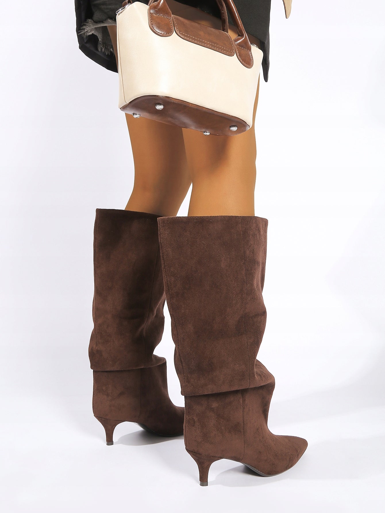 Brown suede stiletto boots