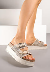 Beige platform slides