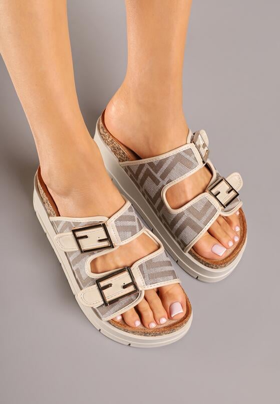 Beige platform slides