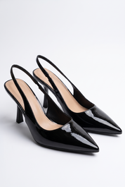 Black suede stiletto pumps