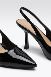 Black suede stiletto pumps