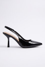 Black suede stiletto pumps