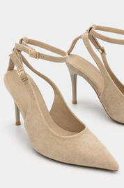 Khaki stiletto heels