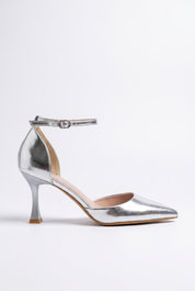 Silver stiletto heels