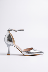 Silver stiletto heels