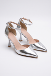 Silver stiletto heels
