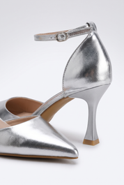 Silver stiletto heels