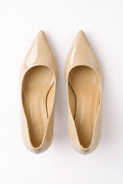 Beige lounge shoes on a thin heel