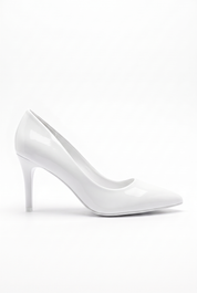 White flats with a thin heel