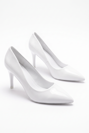 White flats with a thin heel
