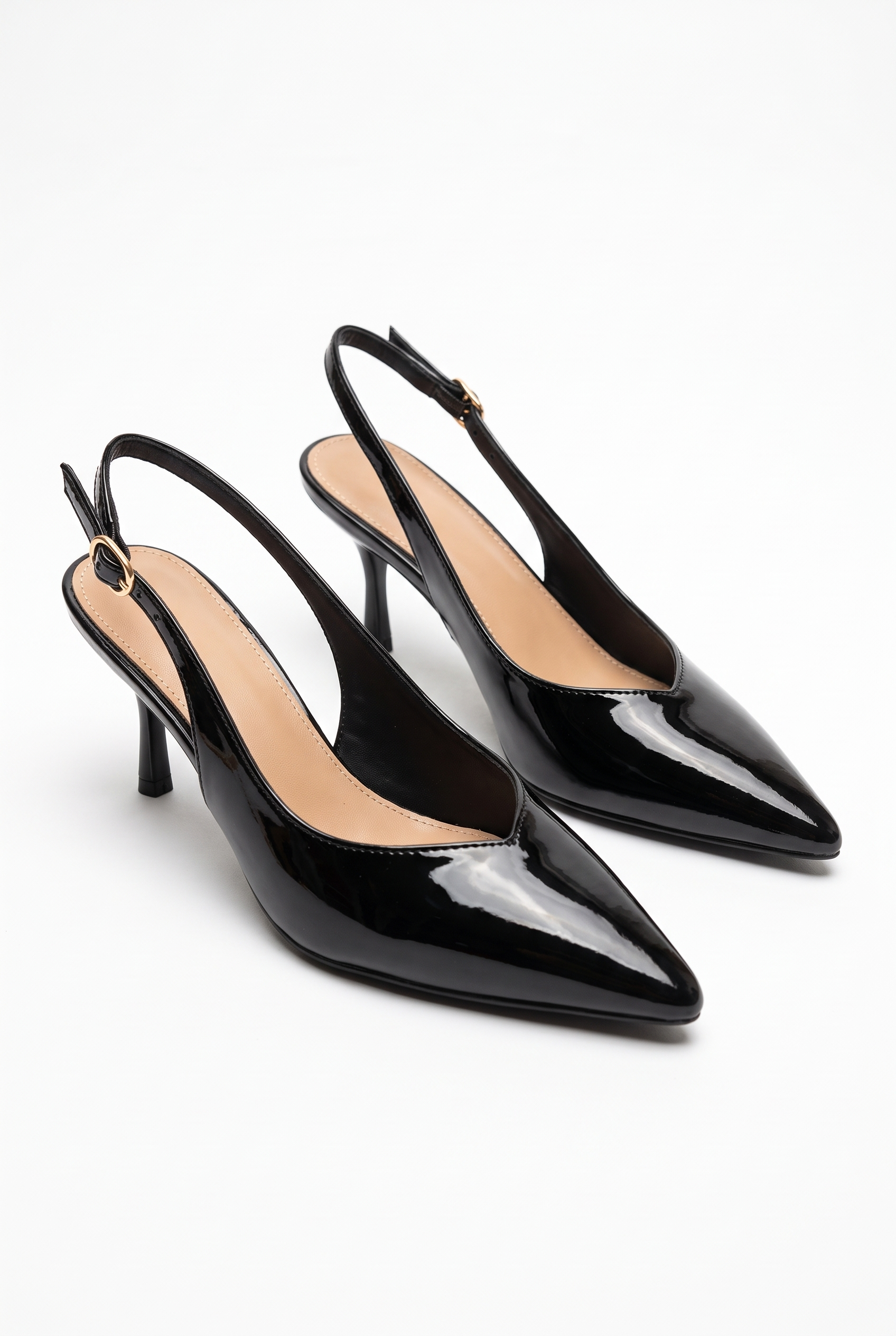 Beige sandals on a thin heel