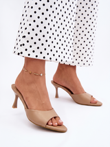 Khaki thin-heeled sandals