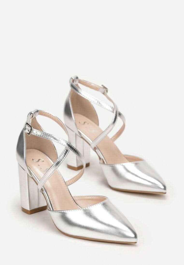 Silver sandale na blok petu