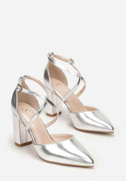 Silver sandale na blok petu